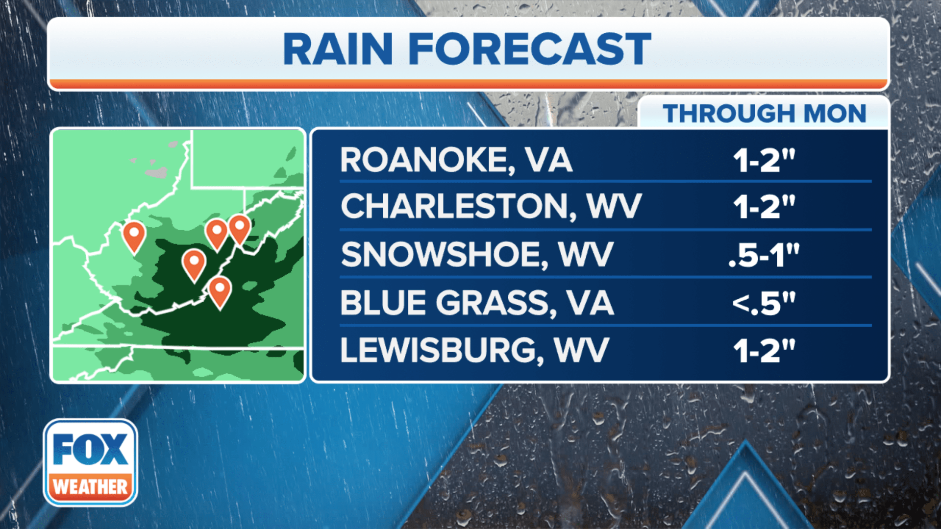 Showers, thunderstorms possible from the Ohio Valley to midAtlantic to